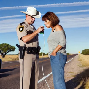 Woman charged with a DWI performing a breath test in Texas